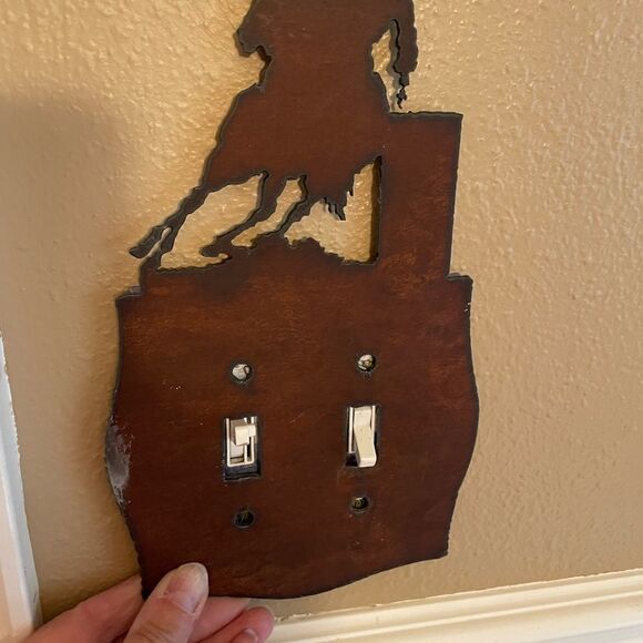 Metal Art Cowboy Double Light Switch Plate - Picture 11 of 16
